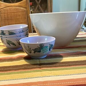 Bodum 11-inch serving bowl EUC + 4 new bowls